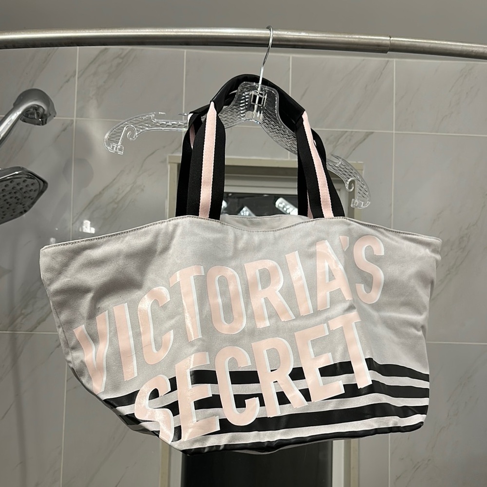 Victoria's Secret Gray and Pink Tote Bag
